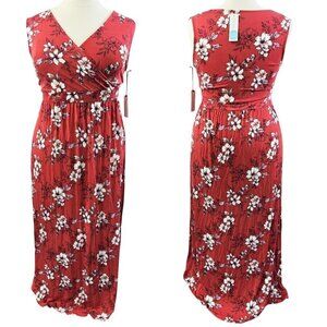41 Hawthorn NWT Adelina Red Floral Knit Surplice Neck Sleeveless Maxi Dress
